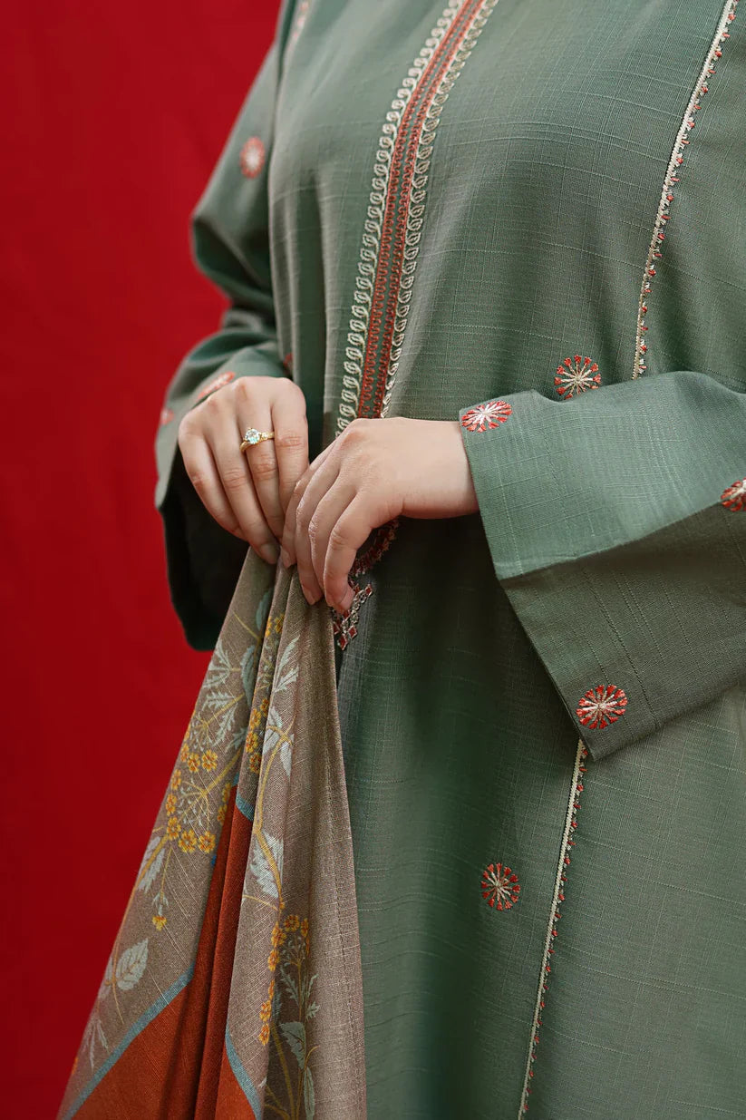 URGE-3PC LAWN EMBROIDERED SHIRT WITH MONARK PRINTED DUPATTA & EMB TROUSER-D-3558