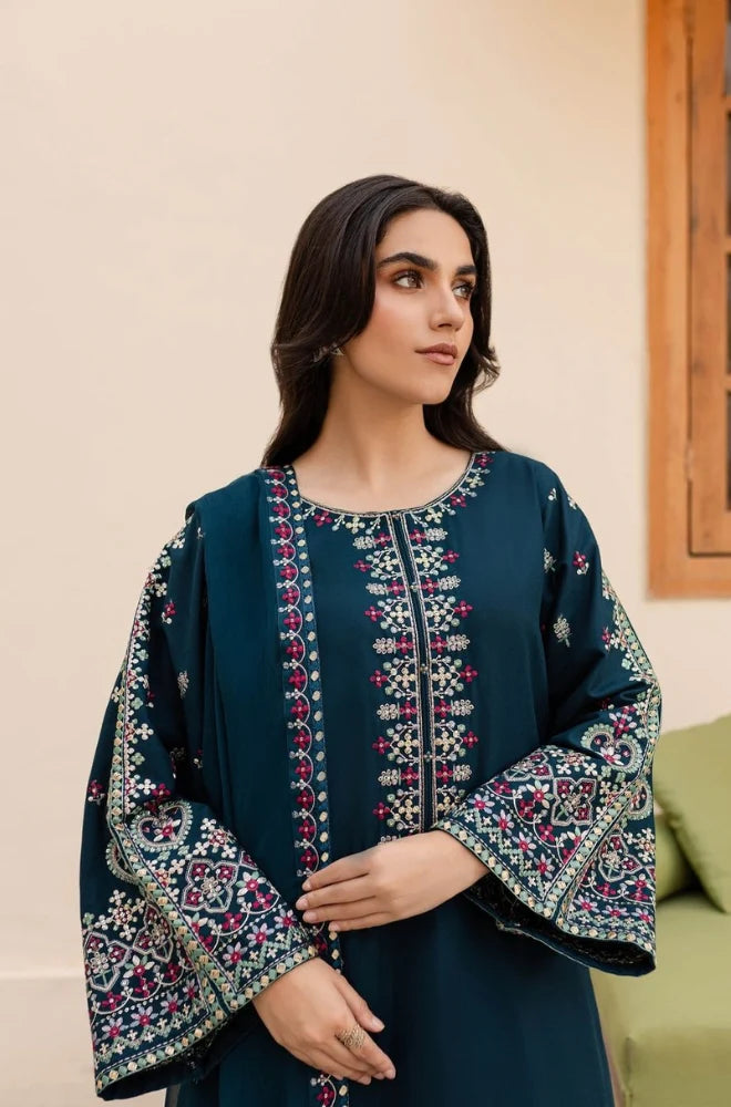Batik - 3PC Lawn Embroidered Shirt with Embroidered Chiffon Dupatta (Unstitched)