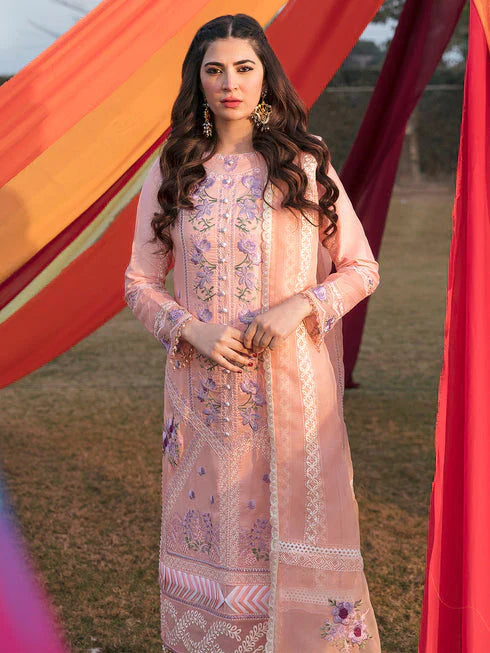 PARISHAY-3PC LAWN EMBROIDERED SHIRT WITH ORGANZA EMBROIDERED DUPATTA-D-3507