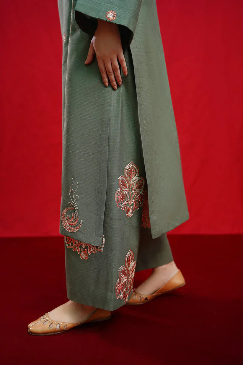 URGE-3PC LAWN EMBROIDERED SHIRT WITH MONARK PRINTED DUPATTA & EMB TROUSER-D-3558