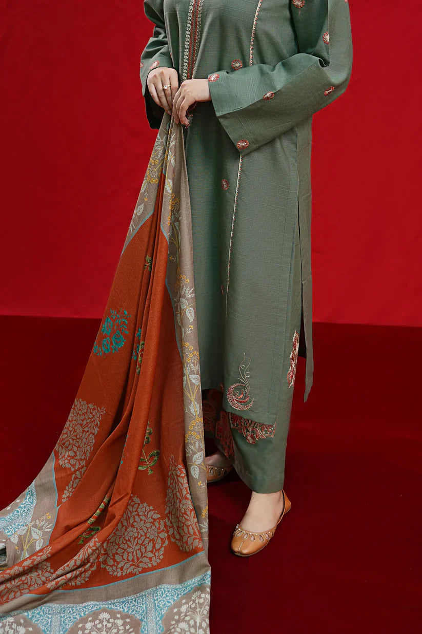 URGE-3PC LAWN EMBROIDERED SHIRT WITH MONARK PRINTED DUPATTA & EMB TROUSER-D-3558
