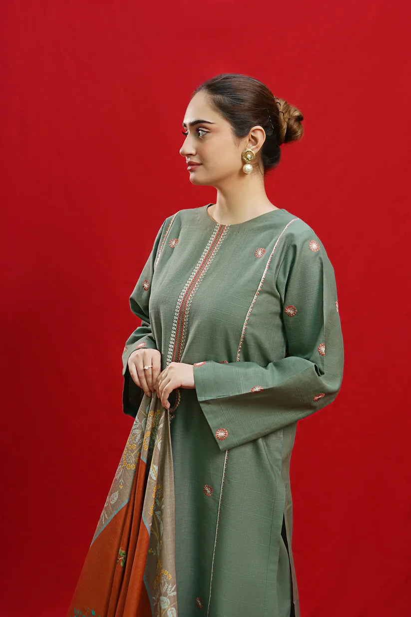 URGE-3PC LAWN EMBROIDERED SHIRT WITH MONARK PRINTED DUPATTA & EMB TROUSER-D-3558