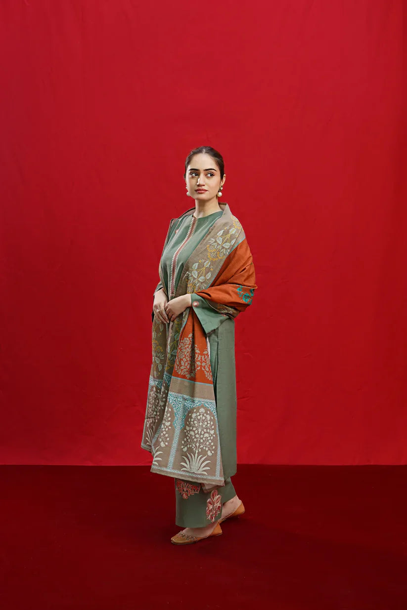 URGE-3PC LAWN EMBROIDERED SHIRT WITH MONARK PRINTED DUPATTA & EMB TROUSER-D-3558