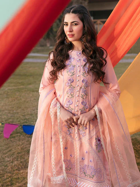 PARISHAY-3PC LAWN EMBROIDERED SHIRT WITH ORGANZA EMBROIDERED DUPATTA-D-3507