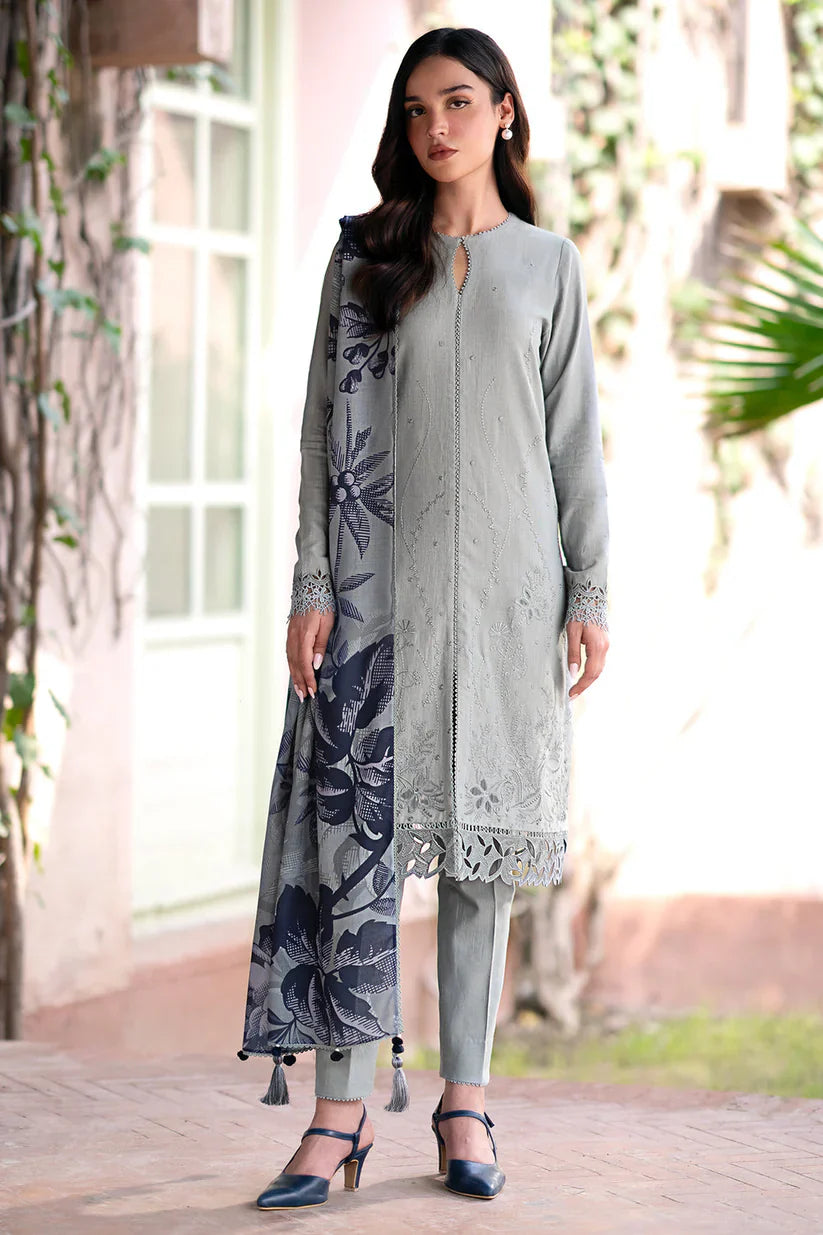JAZMIN-3PC LAWN EMBROIDRED SHIRT WITH MONARK PRINT DUPATTA AND TROUSER-D-3593