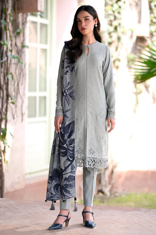 JAZMIN-3PC LAWN EMBROIDRED SHIRT WITH MONARK PRINT DUPATTA AND TROUSER-D-3593