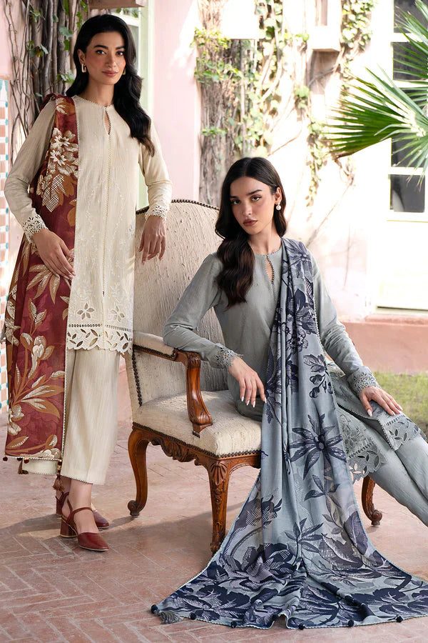 JAZMIN-3PC LAWN EMBROIDRED SHIRT WITH MONARK PRINT DUPATTA AND TROUSER-D-3593