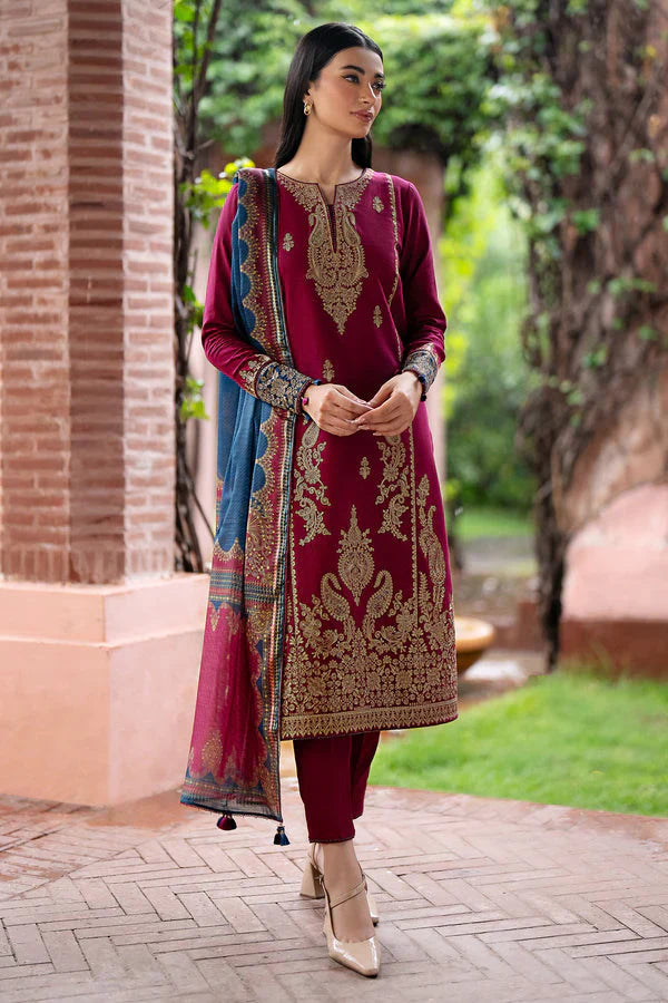 JAZMIN-3PC LAWN EMBROIDERED SHIRT WITH MONARK PRINT DUPATTA AND TROUSER-D-3560