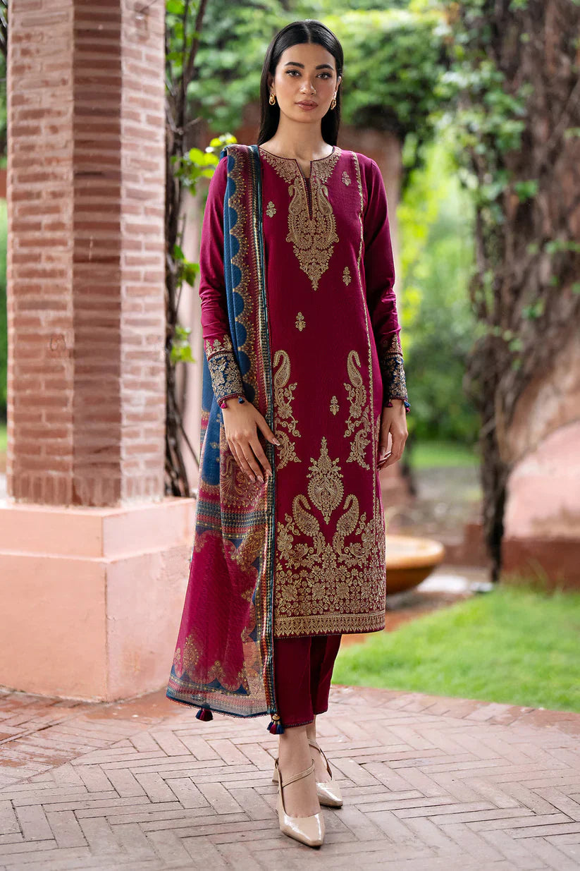 JAZMIN-3PC LAWN EMBROIDERED SHIRT WITH MONARK PRINT DUPATTA AND TROUSER-D-3560