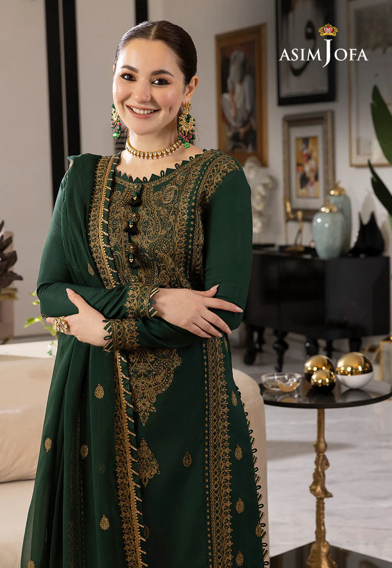 ASIM JOFA-3PC LAWN EMBROIDRED SHIRT WITH CHIFFON EMBROIDRED DUPATTA AND TROUSER-D-3609