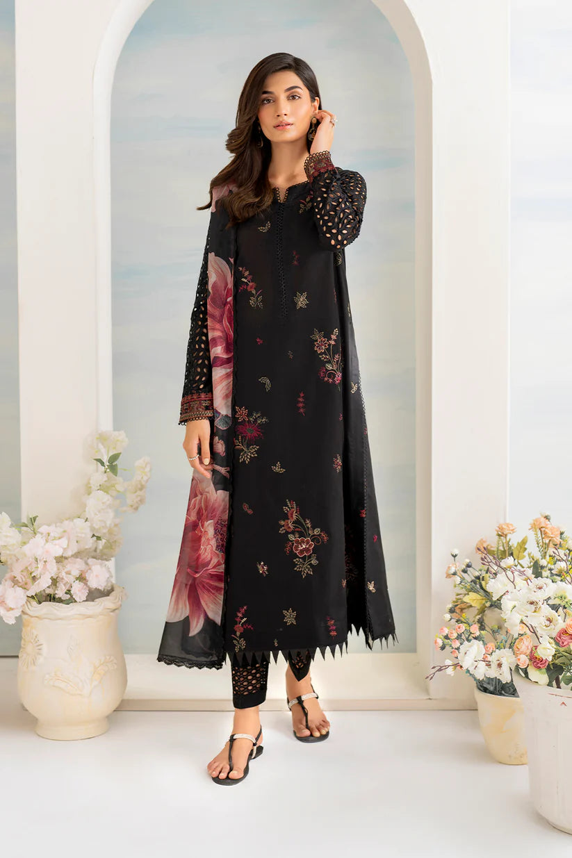 IZNIK- 3PC LAWN EMBROIDERED SHIRT WITH MONARK PRINT DUPATTA AND EMB TROUSER-D-3502