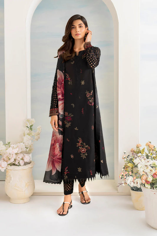 IZNIK- 3PC LAWN EMBROIDERED SHIRT WITH MONARK PRINT DUPATTA AND EMB TROUSER-D-3502