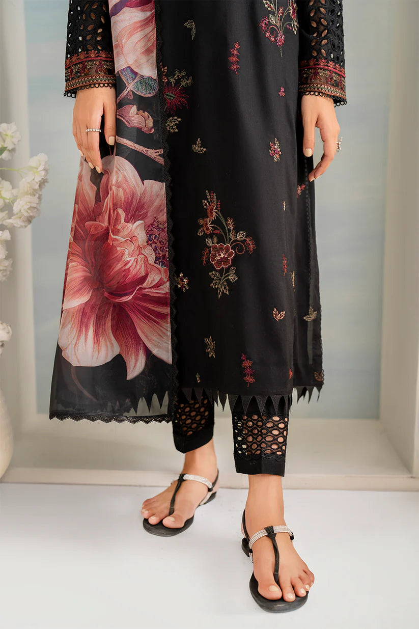 IZNIK- 3PC LAWN EMBROIDERED SHIRT WITH MONARK PRINT DUPATTA AND EMB TROUSER-D-3502