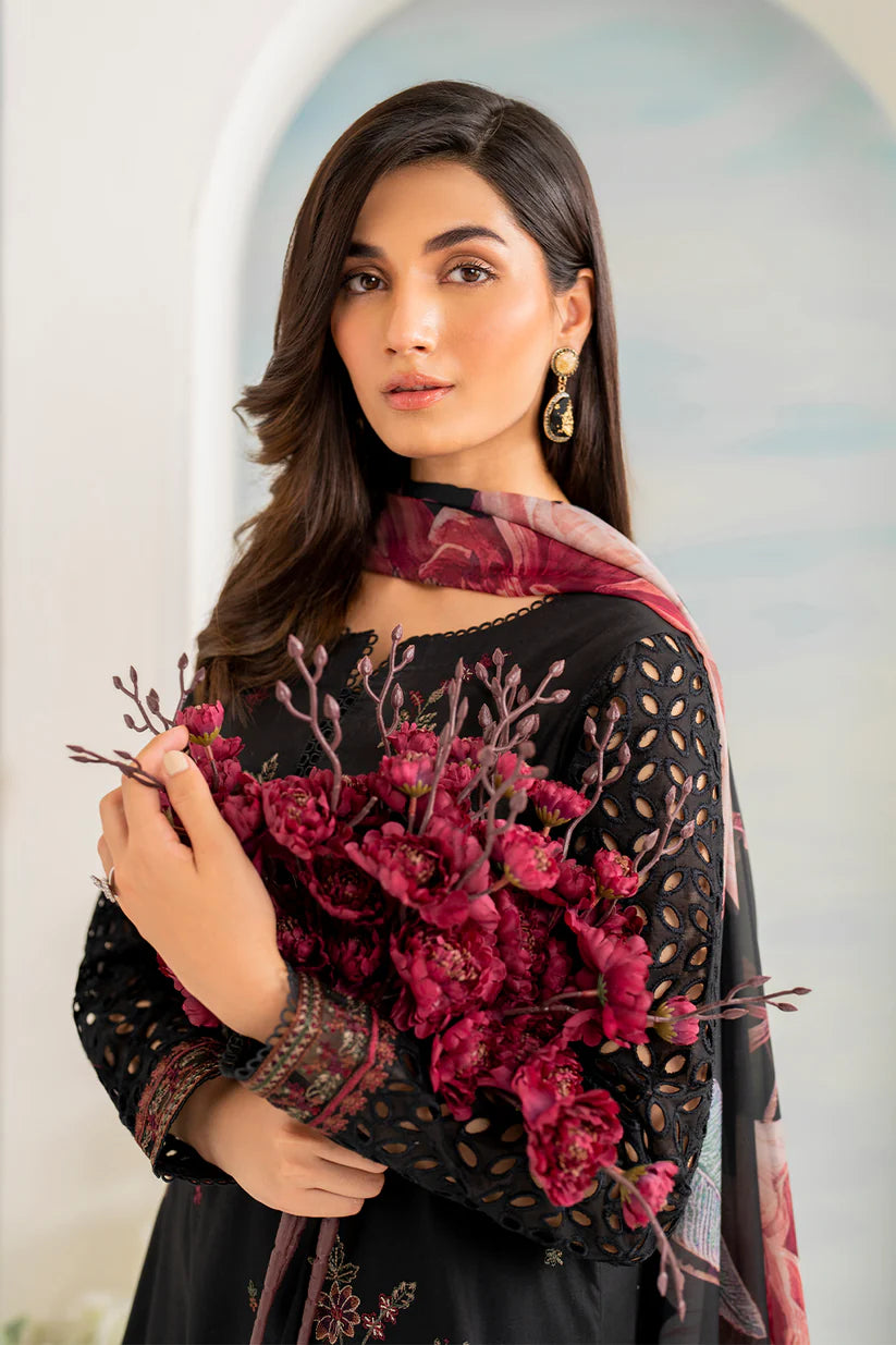 IZNIK- 3PC LAWN EMBROIDERED SHIRT WITH MONARK PRINT DUPATTA AND EMB TROUSER-D-3502