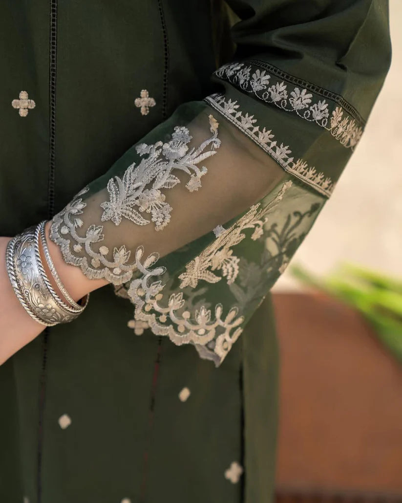 LAZULI-3PC LAWN EMBROIDERED SHIRT WITH CHIFFON EMBROIDERED DUPATTA AND TROUSER-D-3628