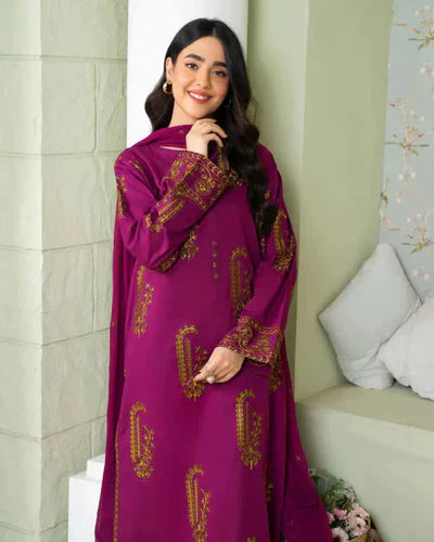 SAPPHIRE-3PC LAWN EMBROIDERED SHIRT WITH BAMBER CHIFFON EMBROIDERED DUPATTA AND LAWN TROUSER-D-3636
