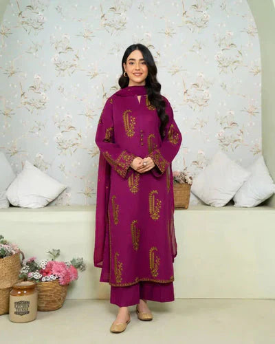 SAPPHIRE-3PC LAWN EMBROIDERED SHIRT WITH BAMBER CHIFFON EMBROIDERED DUPATTA AND LAWN TROUSER-D-3636