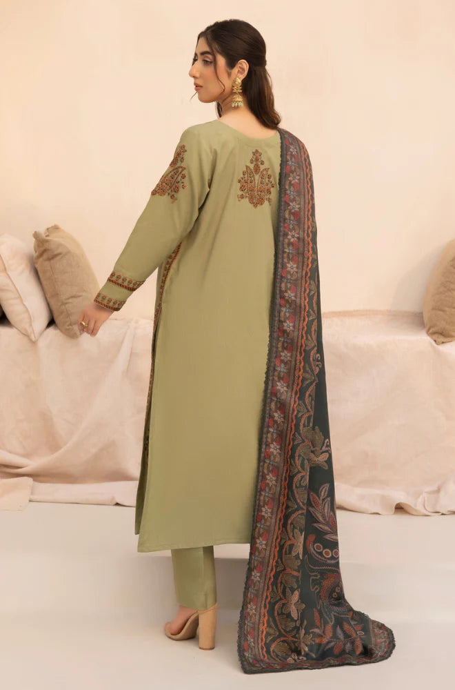 MOHAGNI.-3PC LAWN EMBROIDERED SHIRT WITH MONARK PRINT DUPATTA AND TROUSER-D-3579