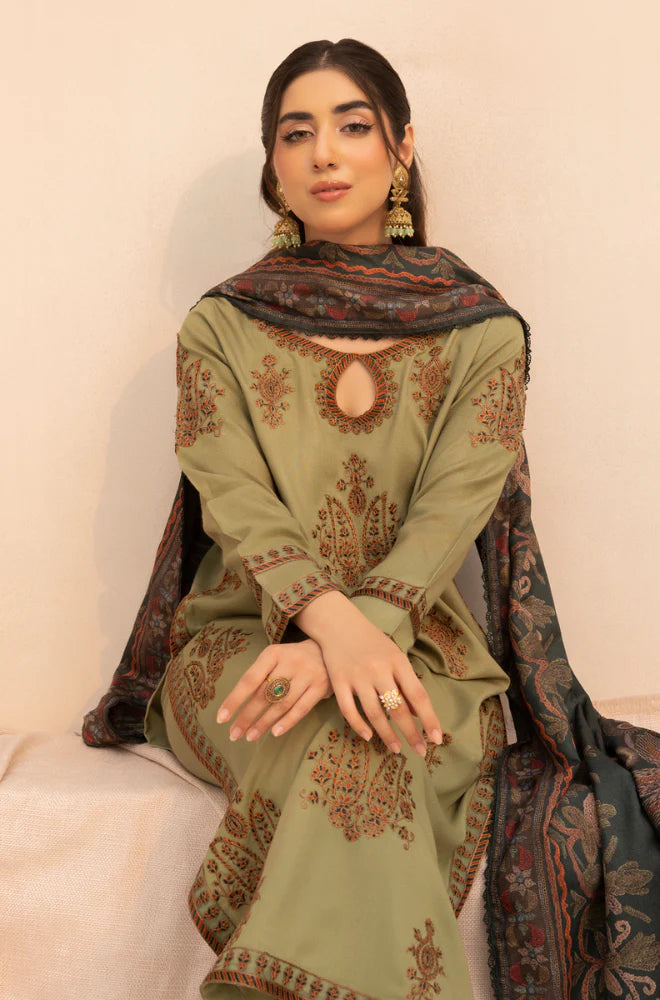 MOHAGNI.-3PC LAWN EMBROIDERED SHIRT WITH MONARK PRINT DUPATTA AND TROUSER-D-3579