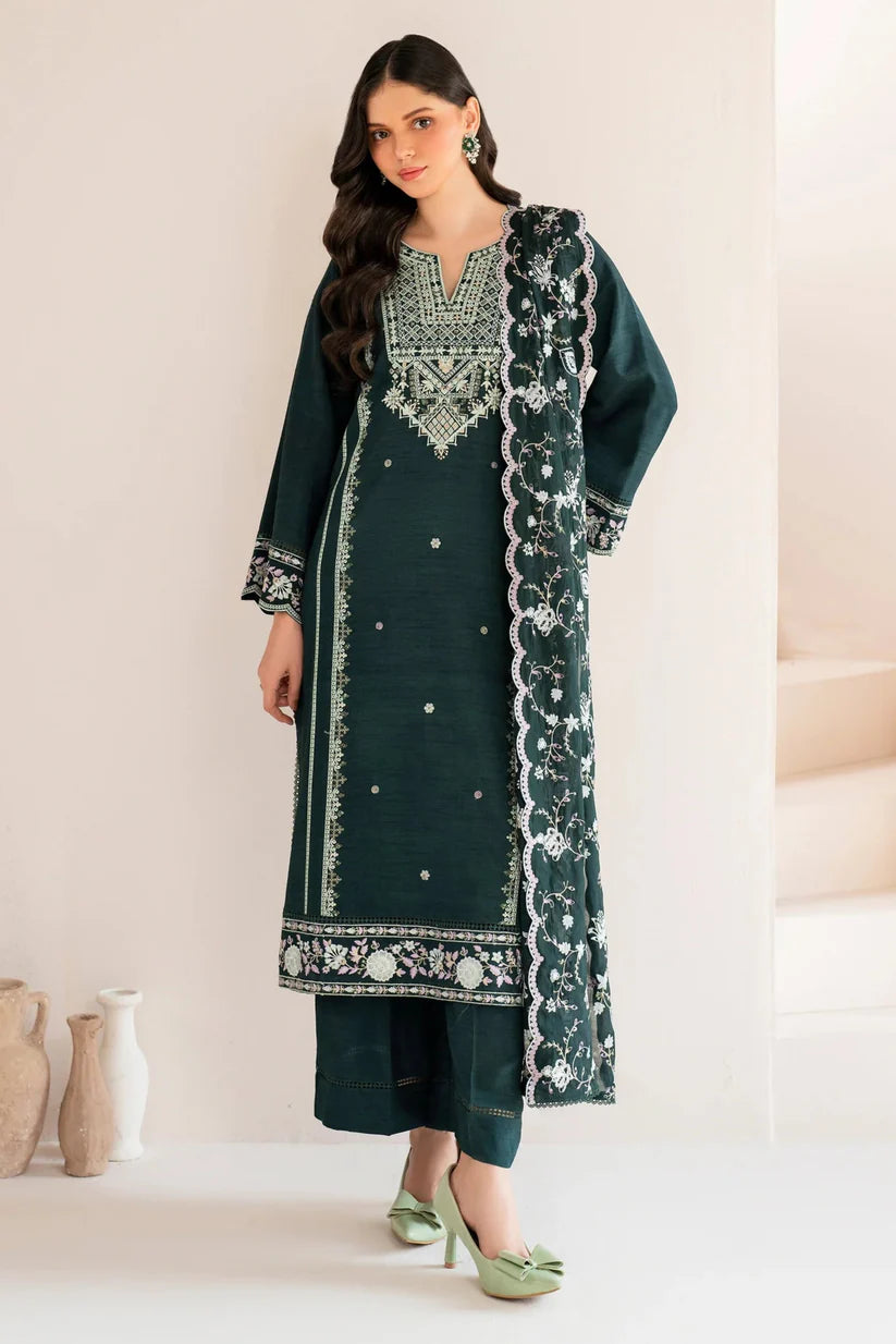 GARNET-3PC LAWN EMBROIDERED SHIRT WITH LAWN EMBROIDERED DUPATTA AND TROUSER-D-3595