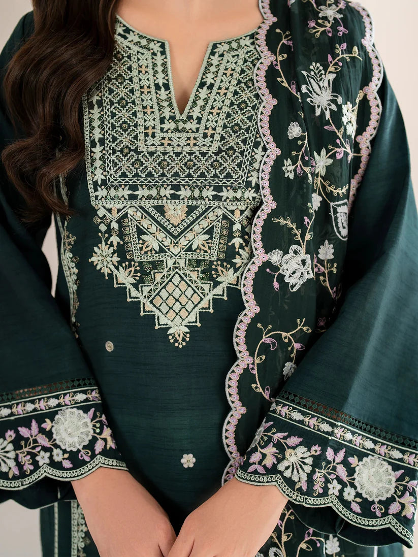 GARNET-3PC LAWN EMBROIDERED SHIRT WITH LAWN EMBROIDERED DUPATTA AND TROUSER-D-3595