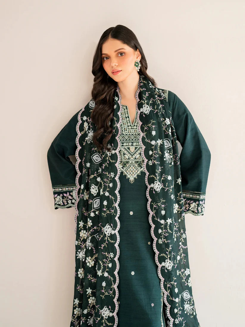 GARNET-3PC LAWN EMBROIDERED SHIRT WITH LAWN EMBROIDERED DUPATTA AND TROUSER-D-3595