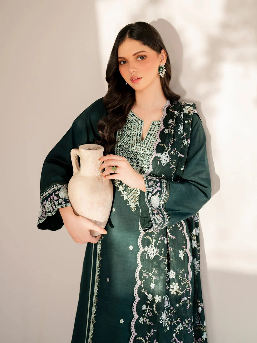 GARNET-3PC LAWN EMBROIDERED SHIRT WITH LAWN EMBROIDERED DUPATTA AND TROUSER-D-3595