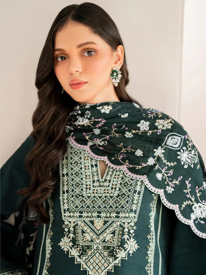 GARNET-3PC LAWN EMBROIDERED SHIRT WITH LAWN EMBROIDERED DUPATTA AND TROUSER-D-3595