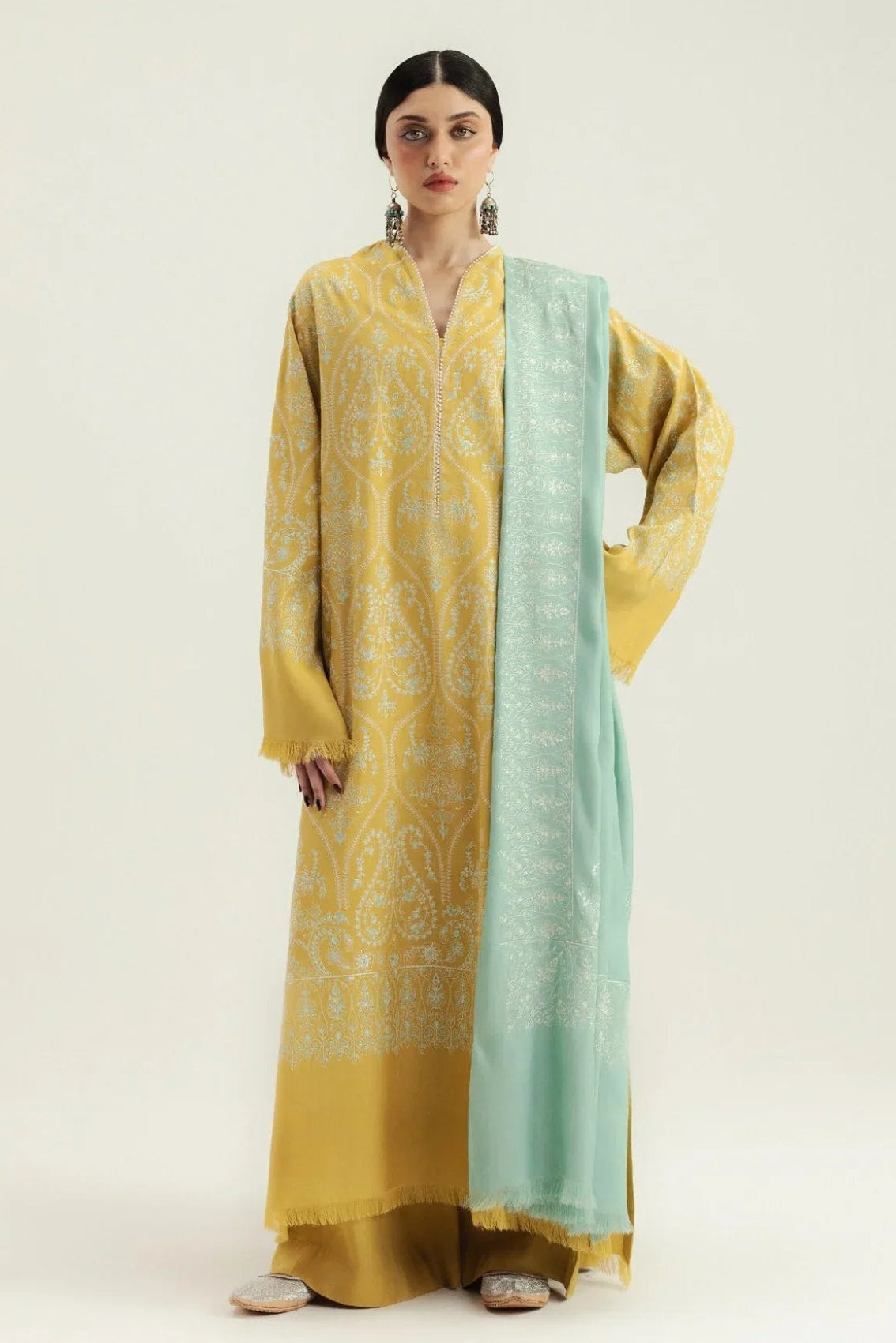 Zara Shahjahan- 3PC Luxury Dhanak Embroidered Suit (SYT-504)