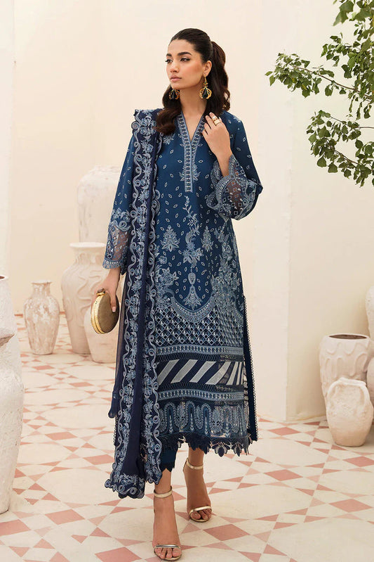 AFROZE-3PC LAWN EMBROIDERED SHIRT WITH CHIFFON EMBROIDERED DUPATTA AND TROUSER-D-3596