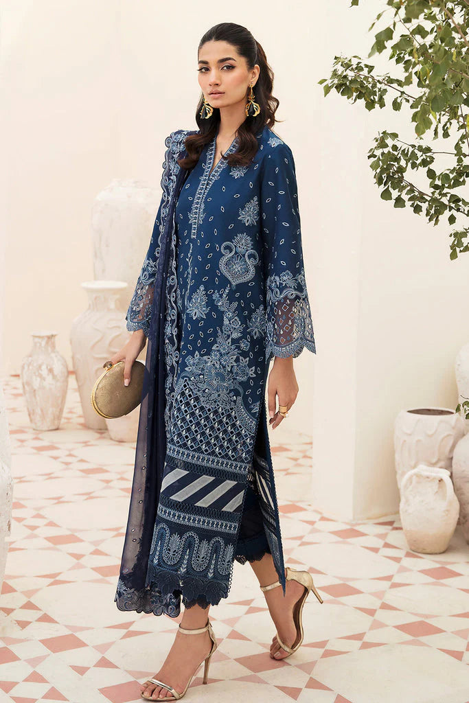 AFROZE-3PC LAWN EMBROIDERED SHIRT WITH CHIFFON EMBROIDERED DUPATTA AND TROUSER-D-3596