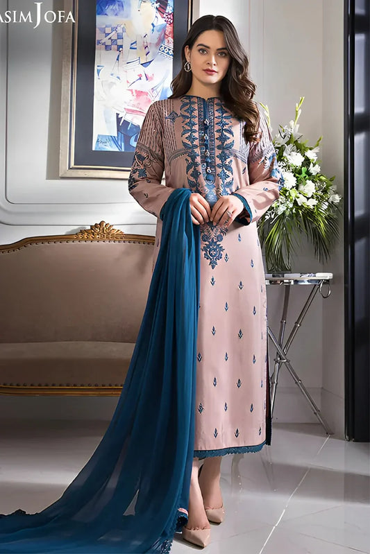 ASIM JOFA 3PC LAWN EMBROIDERED SHIRT WITH BAMBER CHIFFON DUPATTA-D-3510