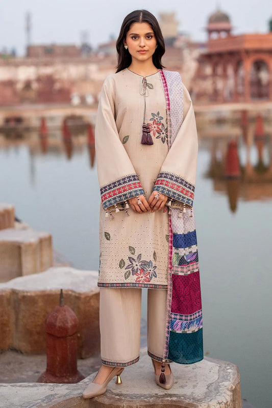 JAZMIN-3PC LAWN EMBROIDERED SHIRT WITH MONARK PRINTED DUPATTA AND TROUSER-D-3631