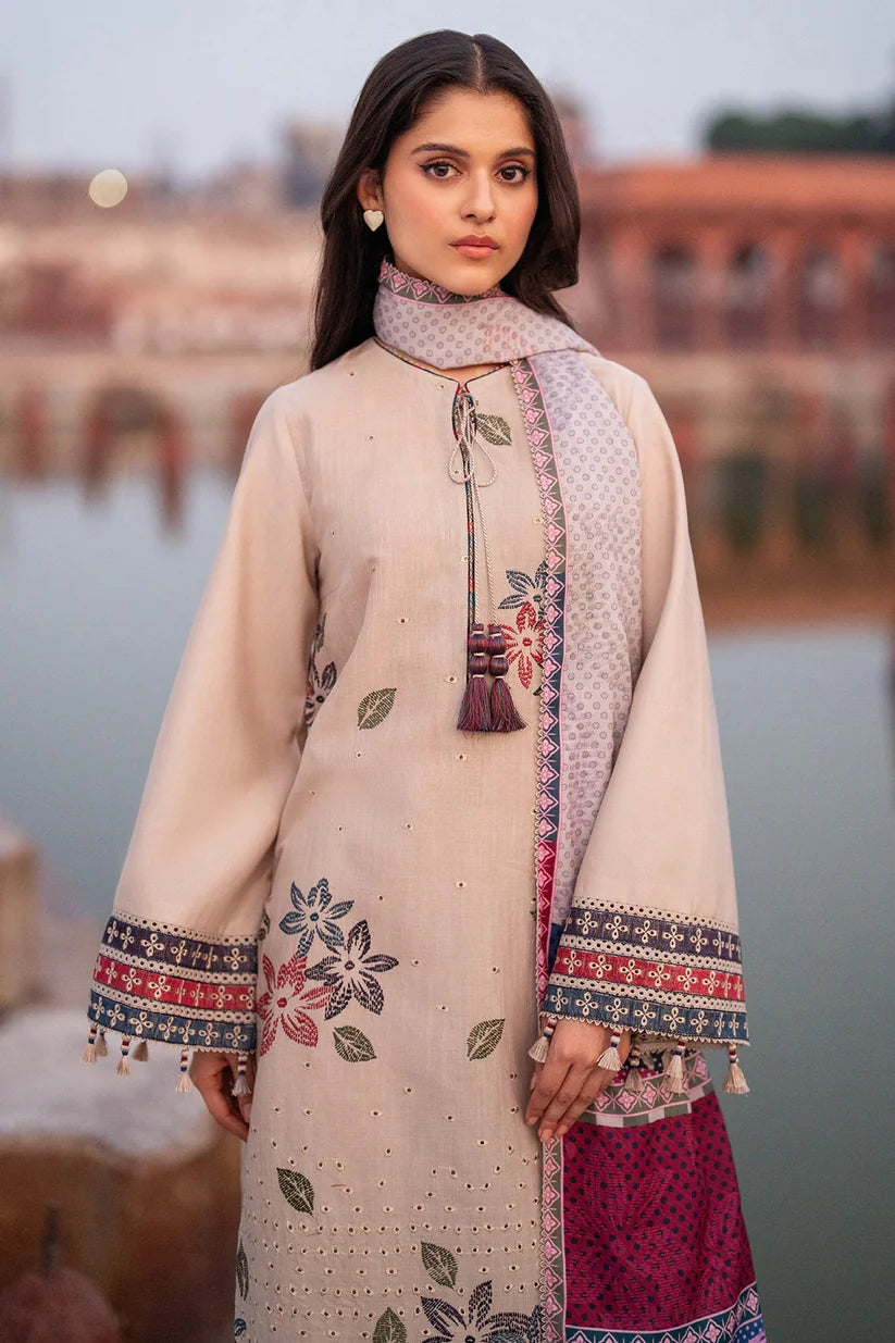 JAZMIN-3PC LAWN EMBROIDERED SHIRT WITH MONARK PRINTED DUPATTA AND TROUSER-D-3631
