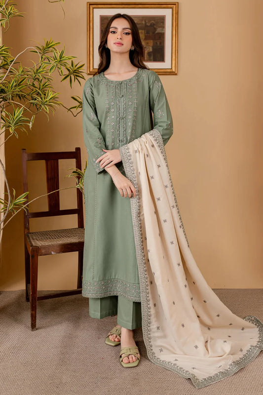BATIK - 3PC DHANAK EMBROIDERED SHIRT WITH DHANKEMBROIDERED DUPATTA AND TROUSER