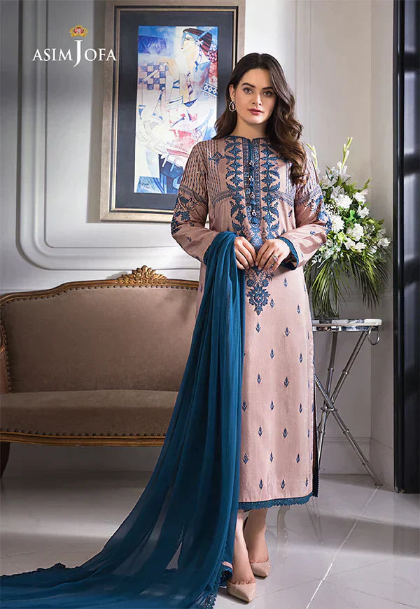 ASIM JOFA 3PC LAWN EMBROIDERED SHIRT WITH BAMBER CHIFFON DUPATTA-D-3510