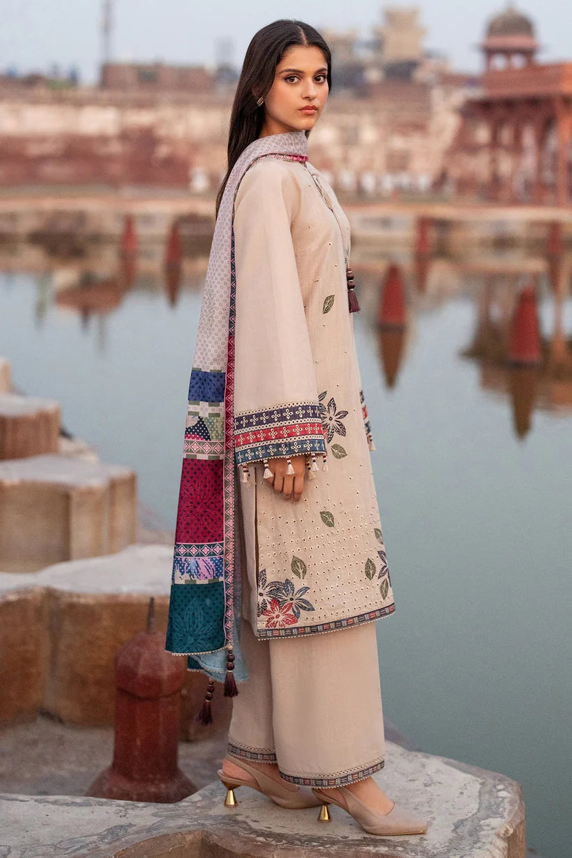 JAZMIN-3PC LAWN EMBROIDERED SHIRT WITH MONARK PRINTED DUPATTA AND TROUSER-D-3631