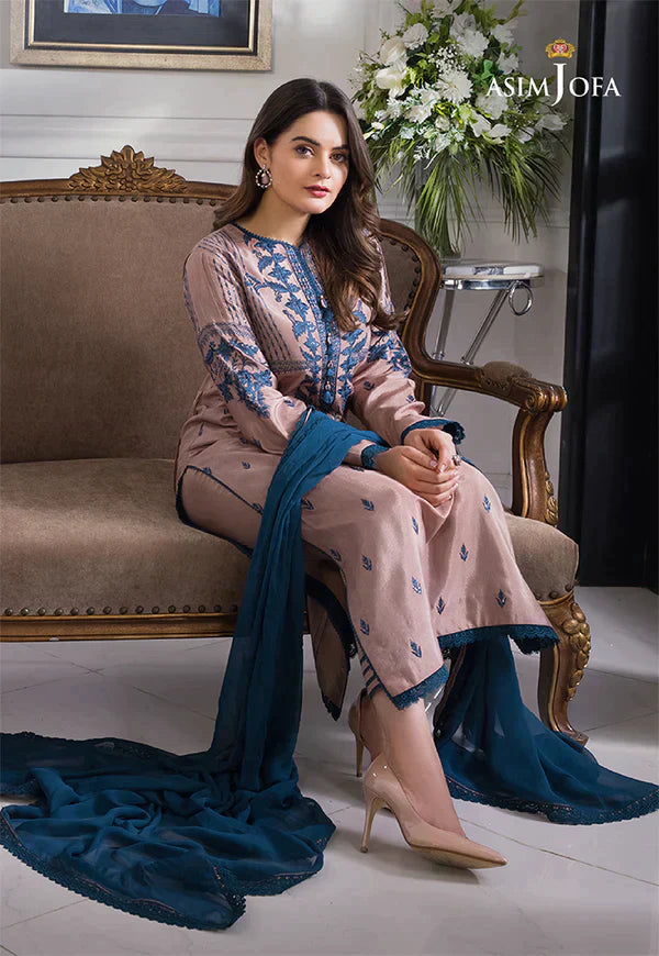 ASIM JOFA 3PC LAWN EMBROIDERED SHIRT WITH BAMBER CHIFFON DUPATTA-D-3510