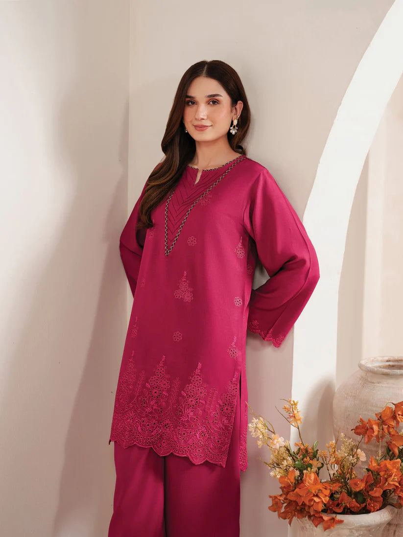 GARNET-3PC LAWN EMBROIDERED SHIRT WITH MONARK PRINT DUPATTA AND EMB TROUSER-D-3660