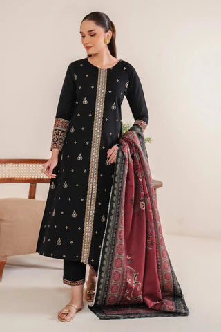 GARNET-3PC LAWN EMBROIDERED SHIRT WITH MONARK PRINT DUPATTA AND EMB TROUSER-D-3532