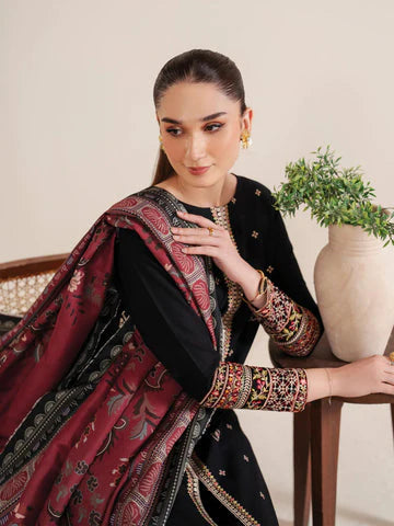 GARNET-3PC LAWN EMBROIDERED SHIRT WITH MONARK PRINT DUPATTA AND EMB TROUSER-D-3532