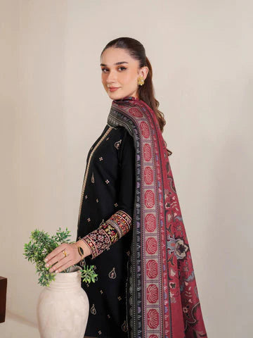 GARNET-3PC LAWN EMBROIDERED SHIRT WITH MONARK PRINT DUPATTA AND EMB TROUSER-D-3532