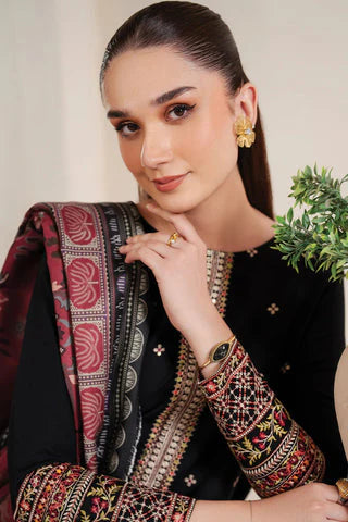 GARNET-3PC LAWN EMBROIDERED SHIRT WITH MONARK PRINT DUPATTA AND EMB TROUSER-D-3532