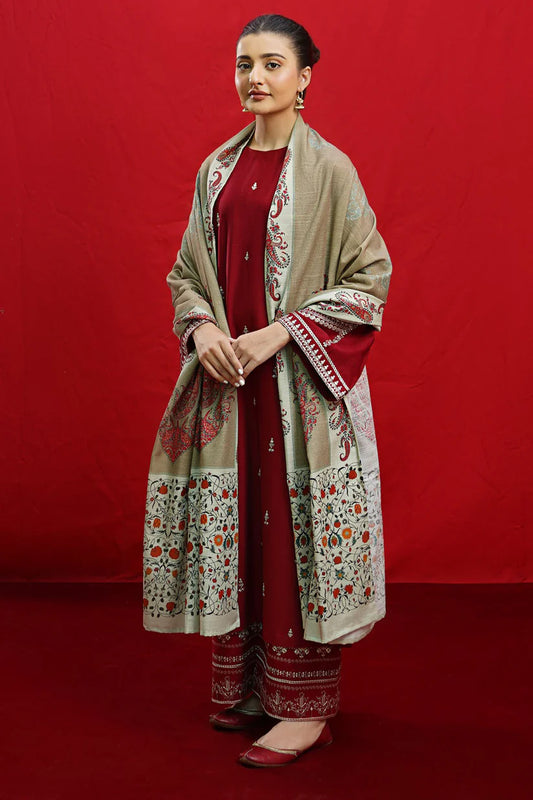URGE-3PC LAWN EMBROIDERED SHIRT WITH MONARK PRINTED DUPATTA & EMB TROUSER-D-3574