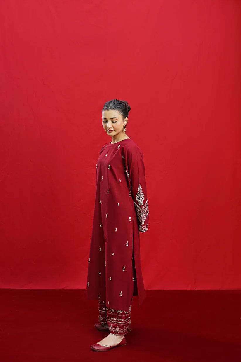 URGE-3PC LAWN EMBROIDERED SHIRT WITH MONARK PRINTED DUPATTA & EMB TROUSER-D-3574