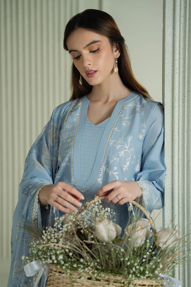 CROSS STITCH-3PC LAWN EMBROIDERED SHIRT WITH MONARK PRINTED DUPATTA AND TROUSER-D-3664