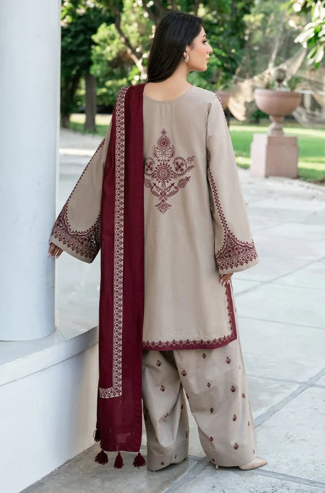 Baroque - 3PC Lawn Embroidered Shirt with Embroidered Chiffon Dupatta (Unstitched)