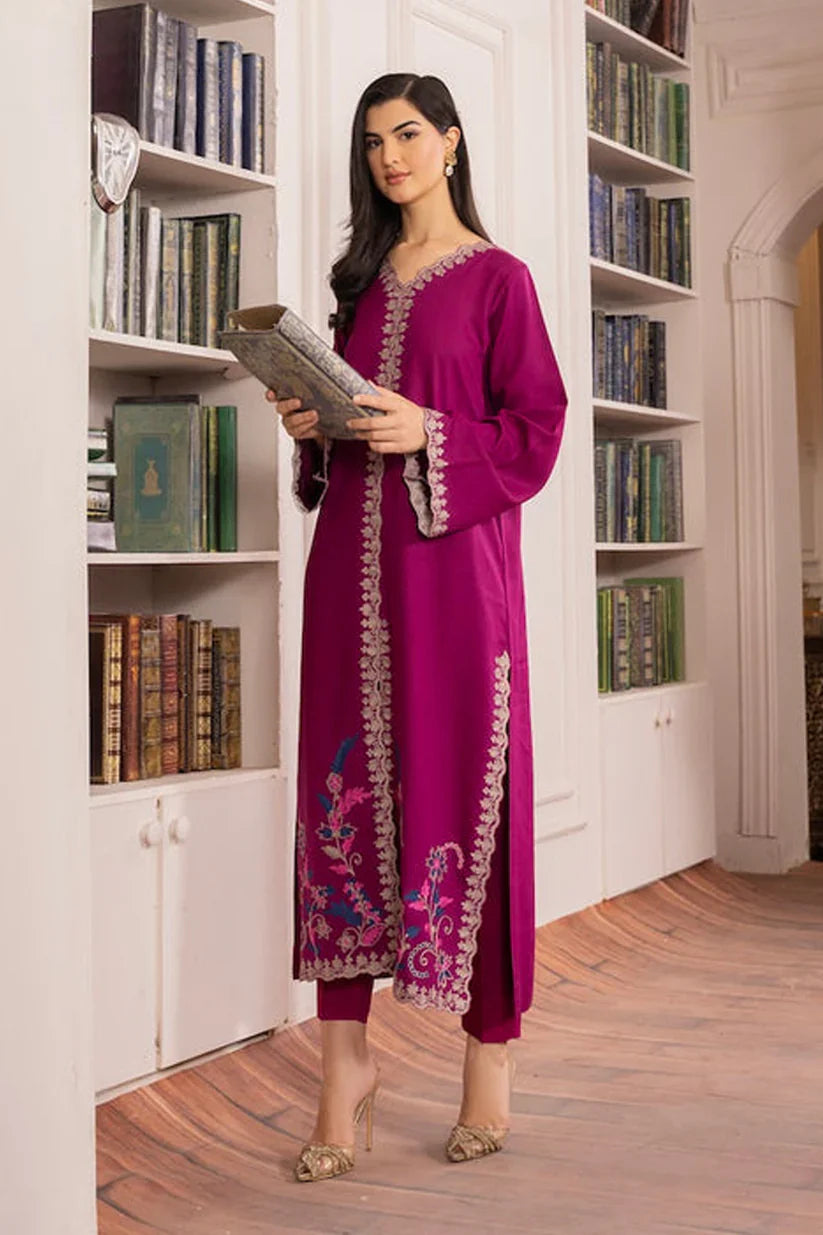 Asim Jofa-Lawn 3pc Embroidered Shirt With Bamber Chiffon Dupatta & Trouser-D-3567
