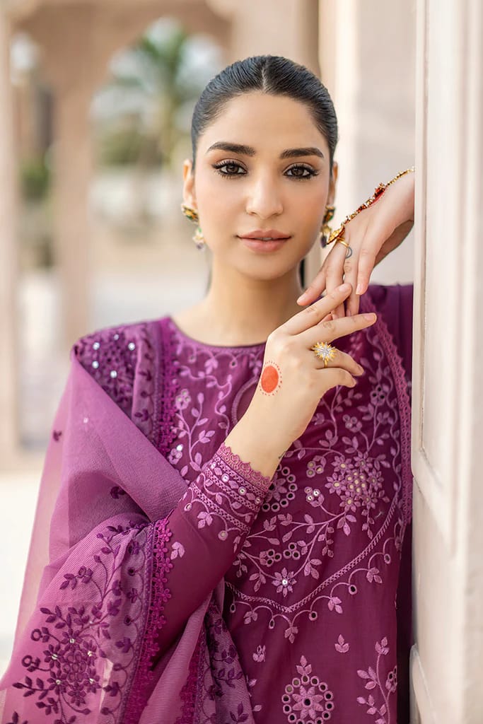 ASIM JOFA- 3PC LAWN HEAVY EMBROIDERED SHIRT WITH ORGANZA HEAVY EMBROIDERED DUPATTA-D-3544