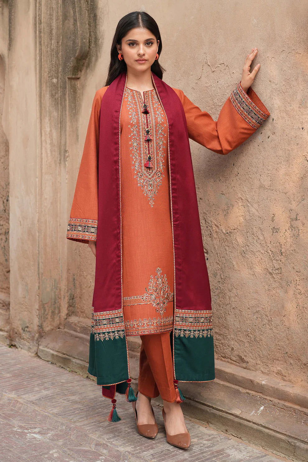 SAPPHIRE-3PC LAWN EMBROIDERED SHIRT WITH EMB WORK LAWN DUPATTA & TROUSER